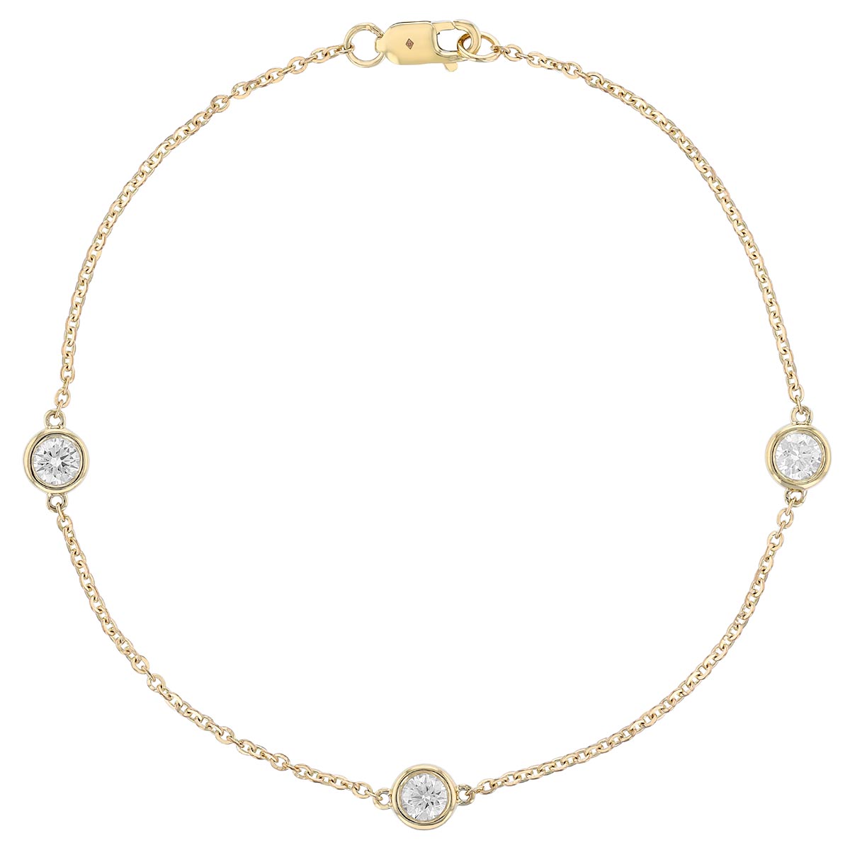 Borsheims Signature Collection Diamond 3 Station Bracelet in 14K Gold, 7