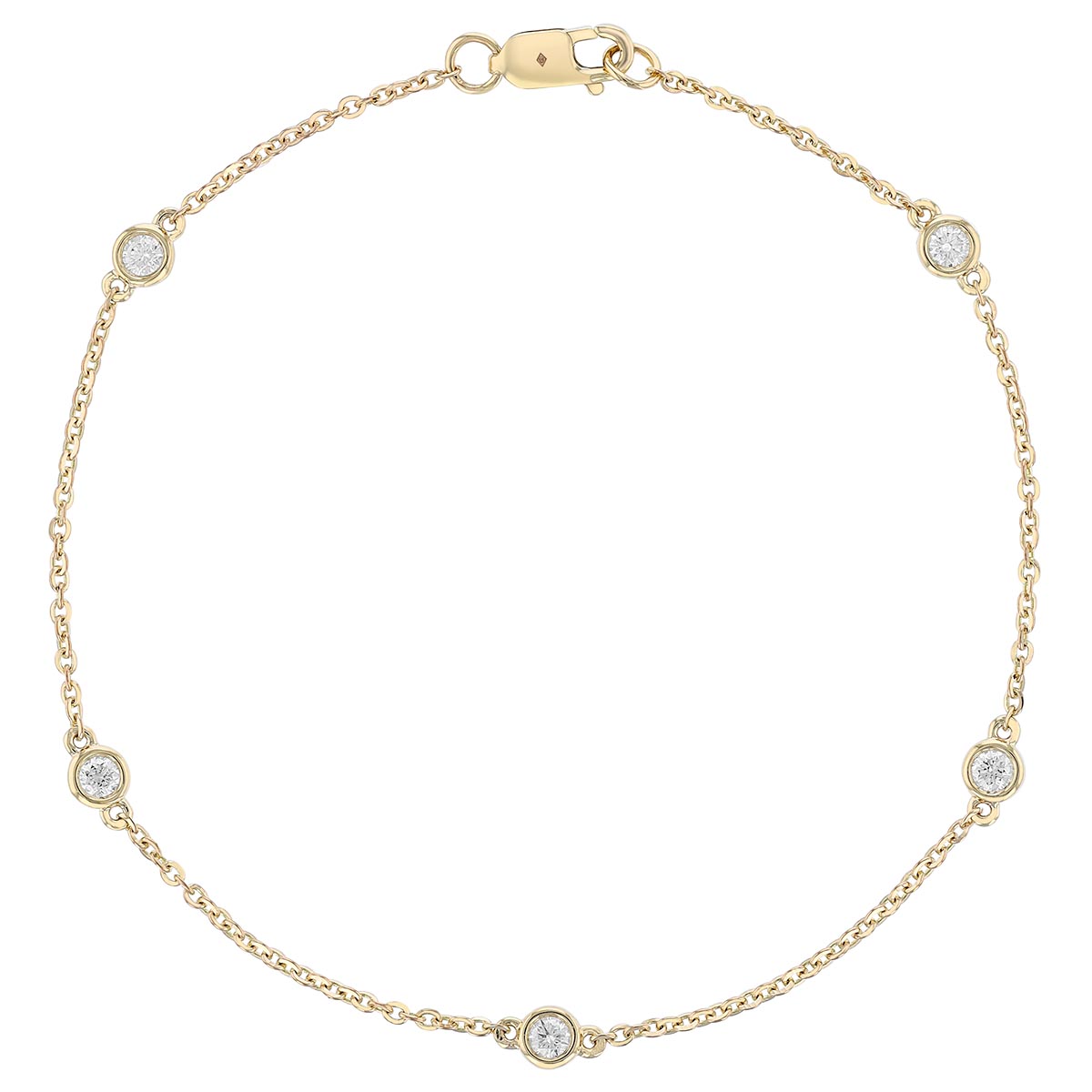 Borsheims Signature Collection Diamond 5 Station Bracelet in 14K Gold, 7