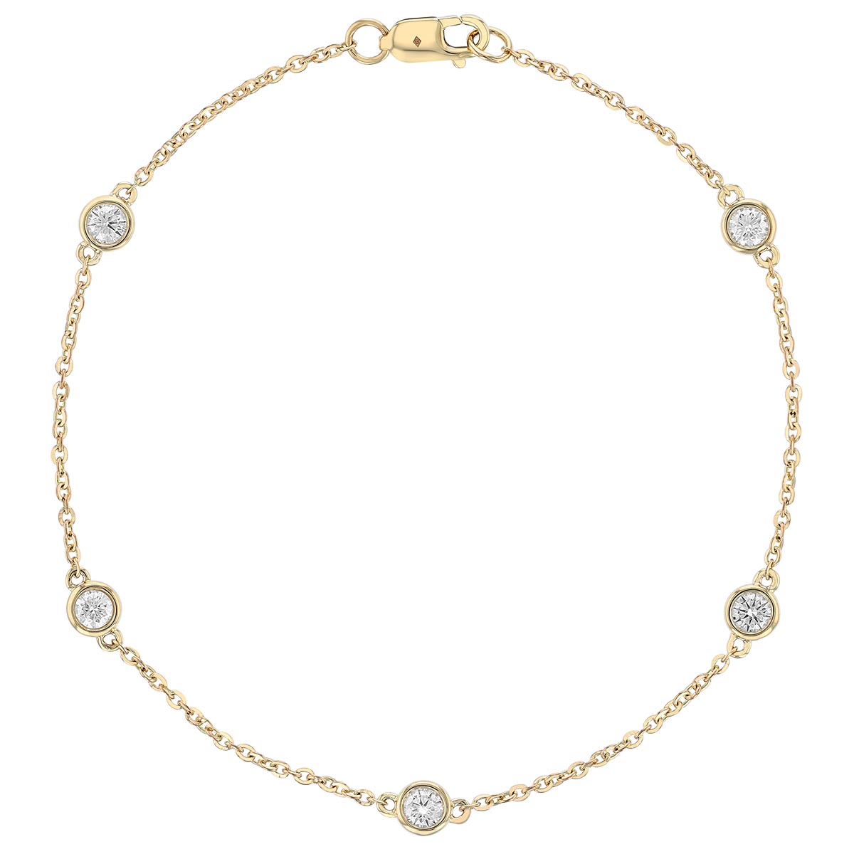 Borsheims Signature Collection Diamond 5 Station Bracelet in 14K Gold, 7