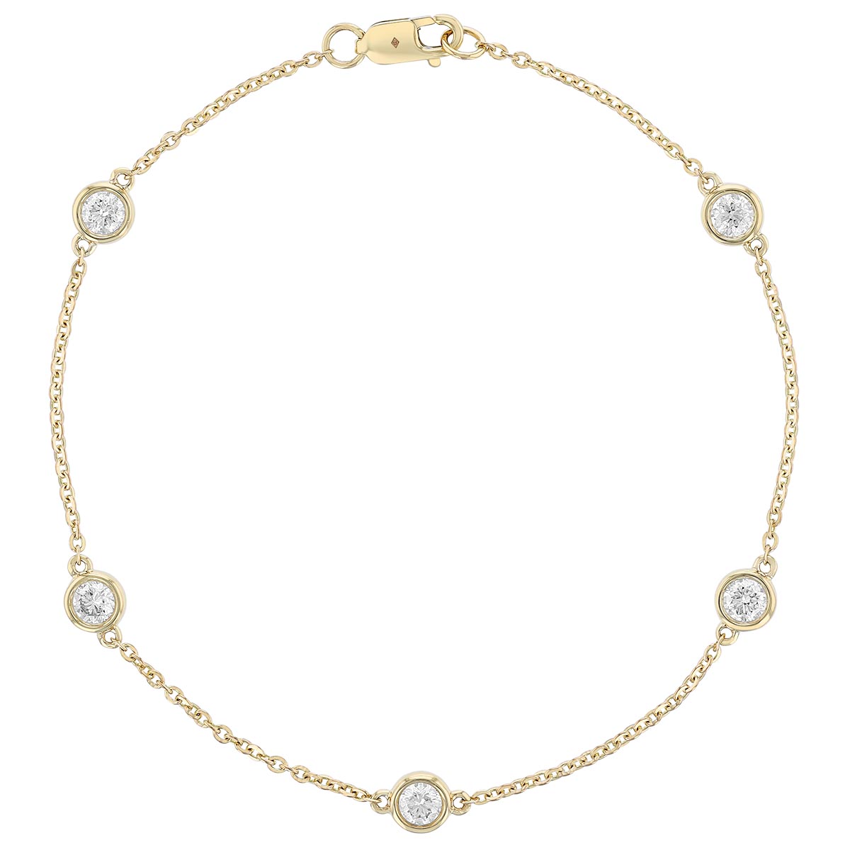 Borsheims Signature Collection Diamond 5 Station Bracelet in 14K Gold, 7