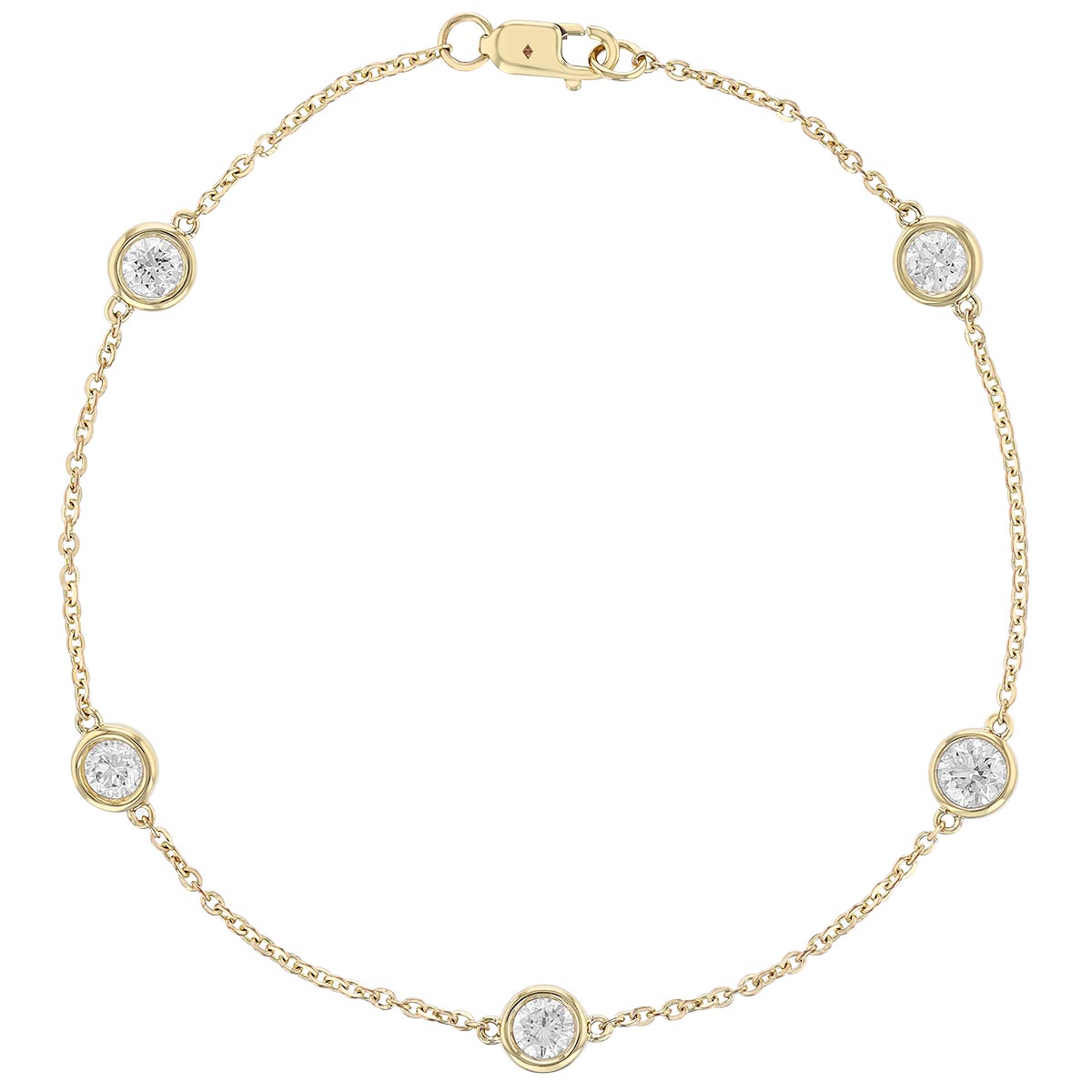 Borsheims Signature Collection Diamond 5 Station Bracelet in 14K Gold, 7