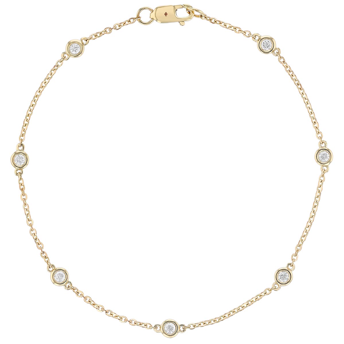 Borsheims Signature Collection Diamond 7 Station Bracelet in 14K Gold, 0.25 cttw