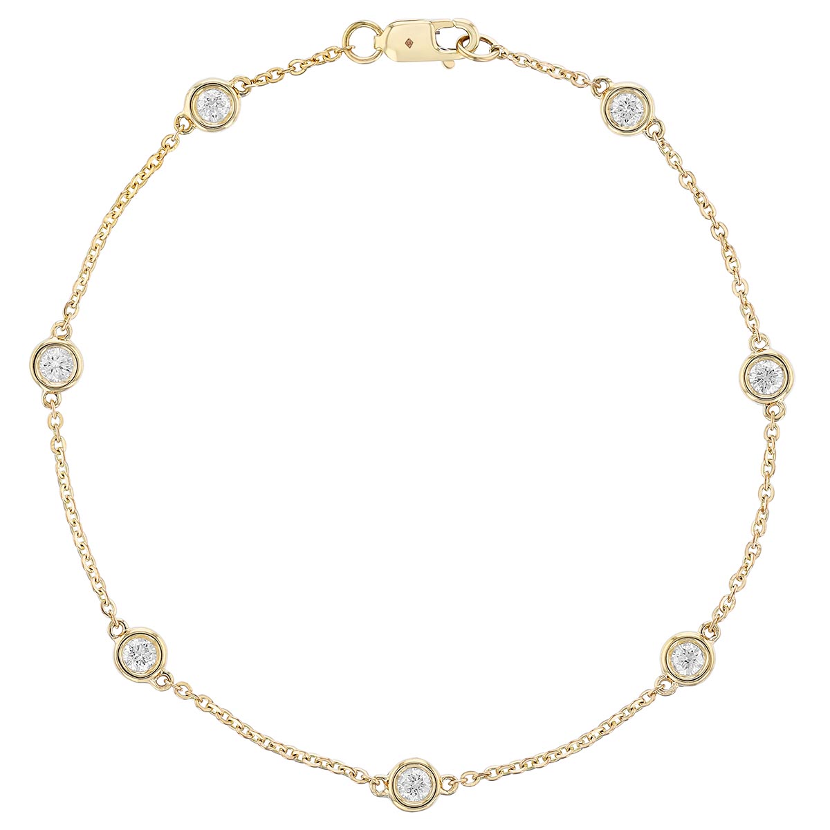 Borsheims Signature Collection Diamond 7 Station Bracelet in 14K Gold, 7