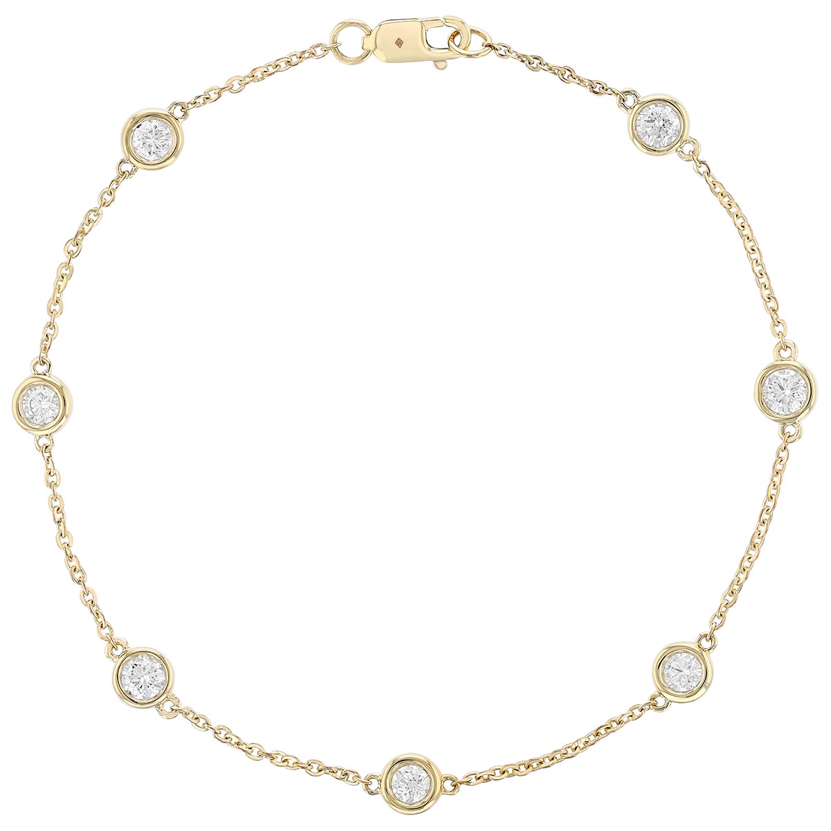 Borsheims Signature Collection Diamond 7 Station Bracelet in 14K Gold, 7