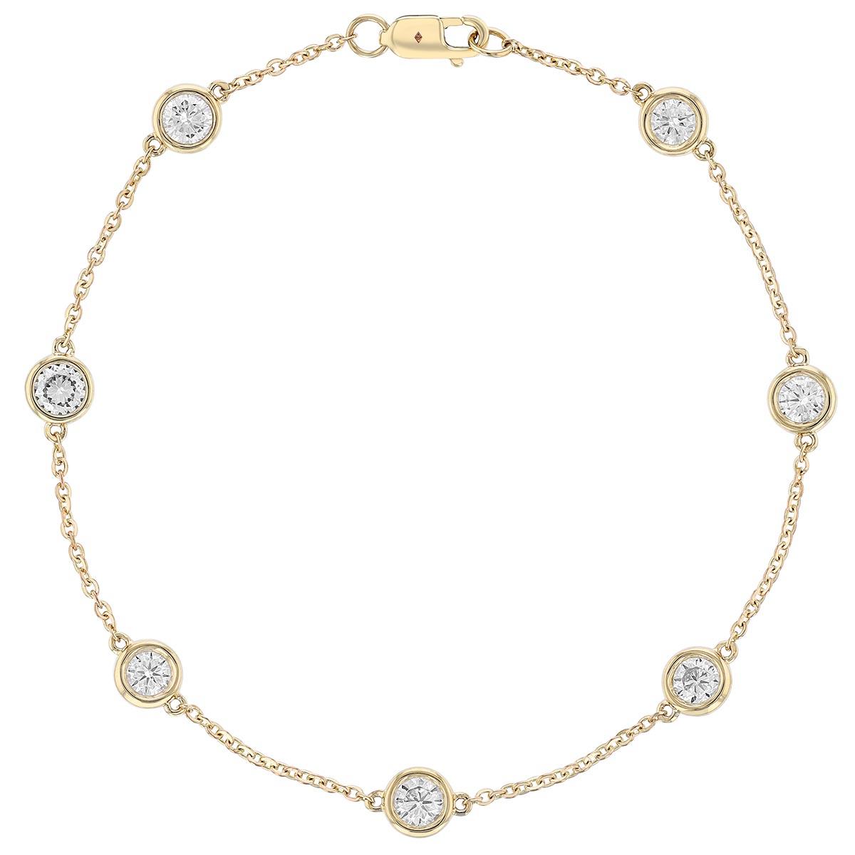 Borsheims Signature Collection Diamond 7 Station Bracelet in 14K Gold, 7