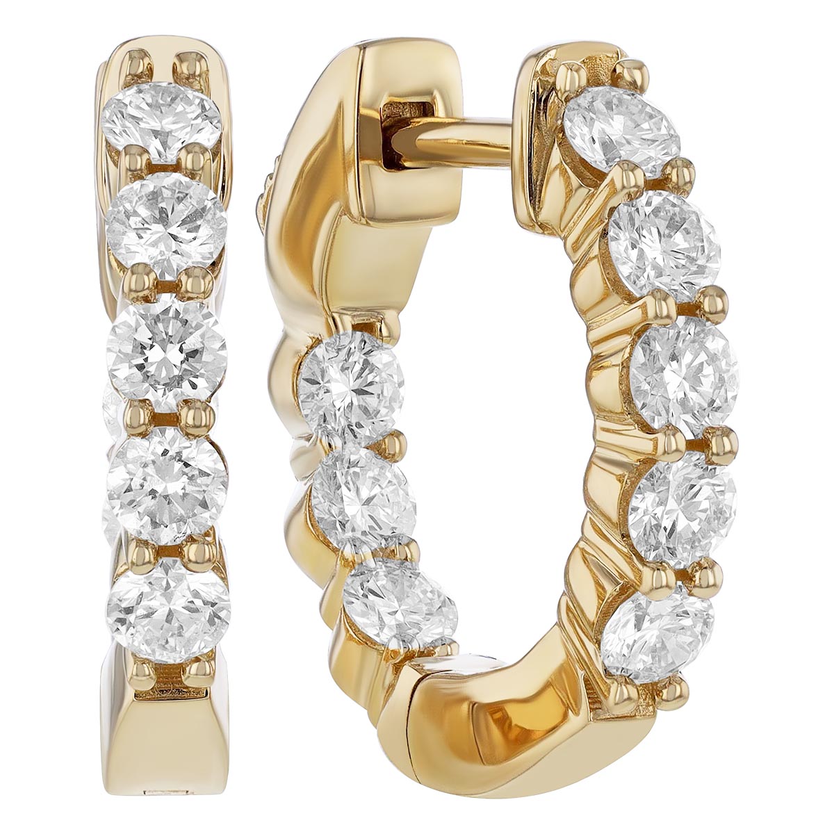 Borsheims Signature Collection Diamond In & Out Hoop Earrings in 14K Gold, 0.78 cttw