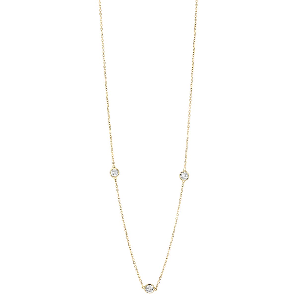 Borsheims Signature Collection Diamond 3 Station Necklace in 14K Gold, 0.78 cttw, 18