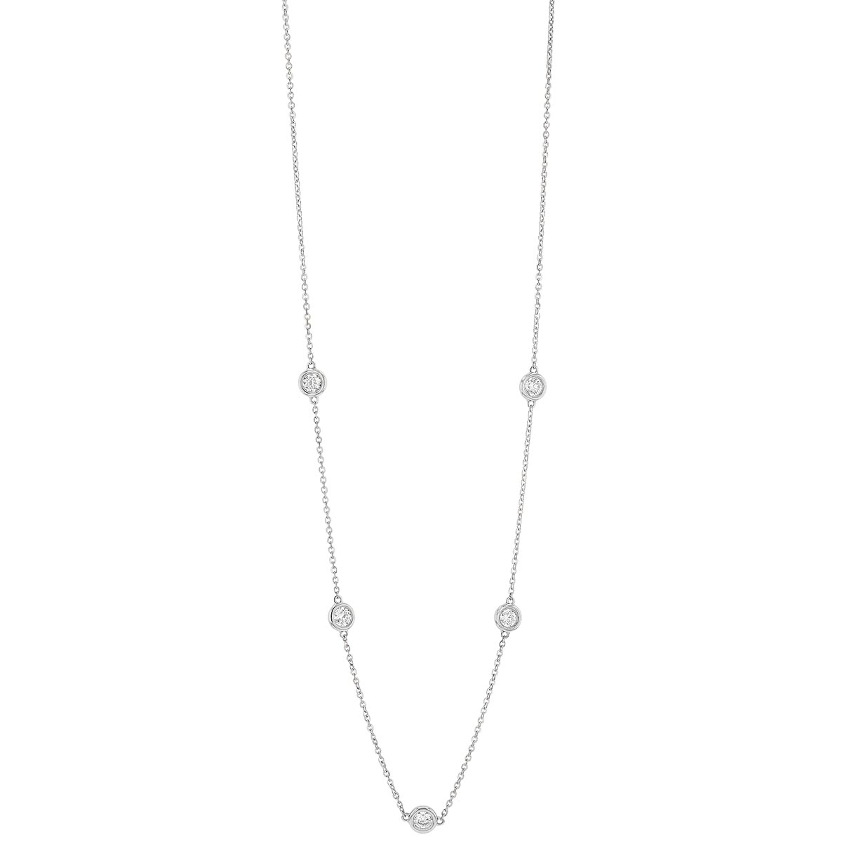 Diamond 5 Station Necklace in White Gold, 1.00 cttw, 18