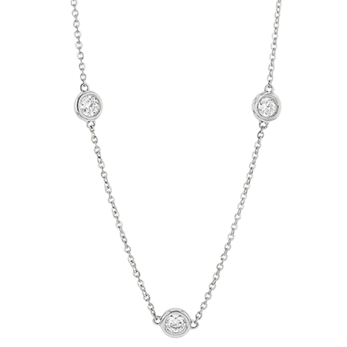 Borsheims Signature Collection Diamond 5 Station Necklace in 14K Gold, 1.00 cttw, 18