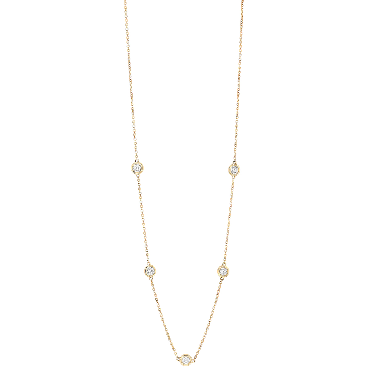 Borsheims Signature Collection Diamond 5 Station Necklace in 14K Gold, 1.00 cttw, 18