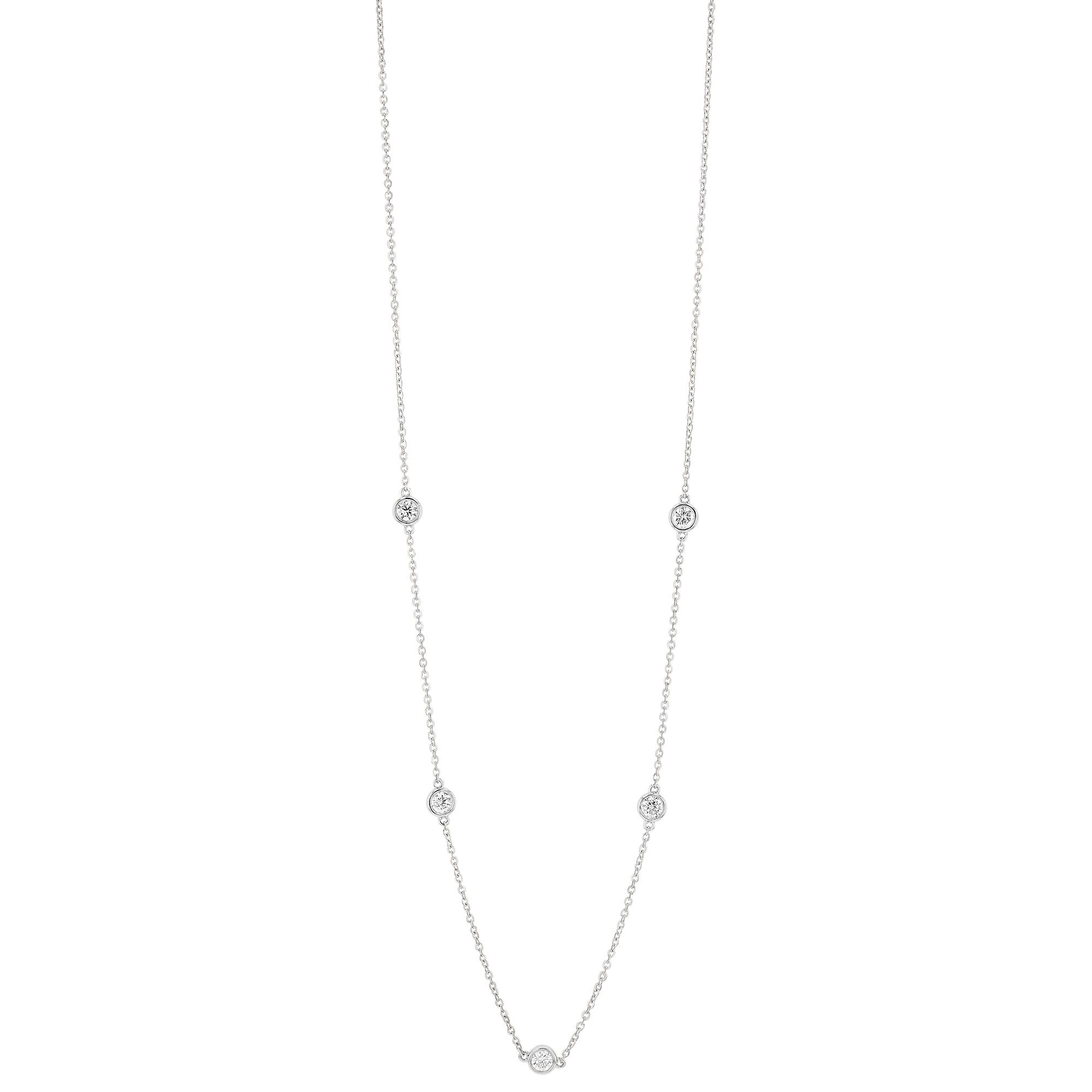 Borsheims Signature Collection Diamond 5 Station Necklace in White Gold ...