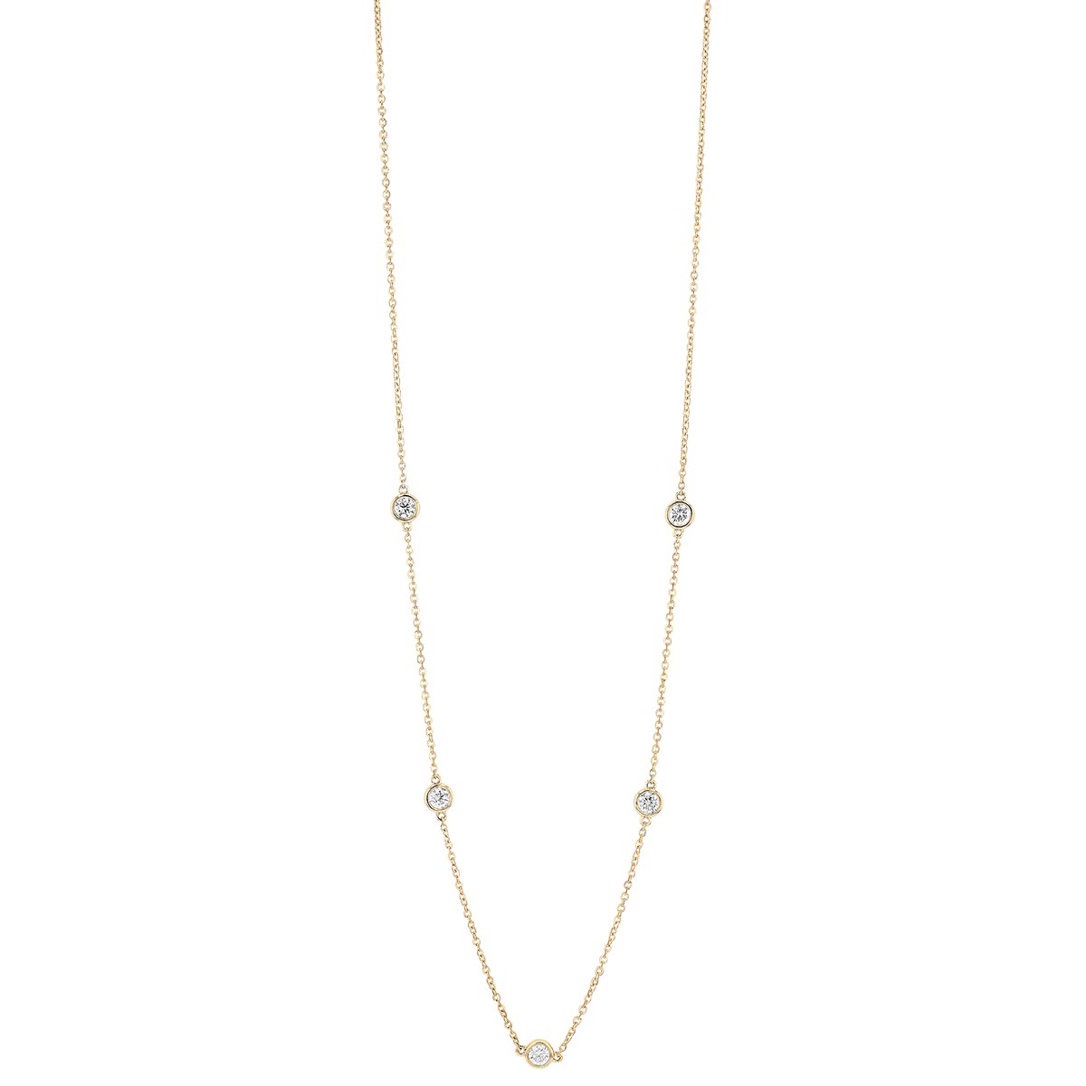 Borsheims Signature Collection Diamond 5 Station Necklace in Yellow ...