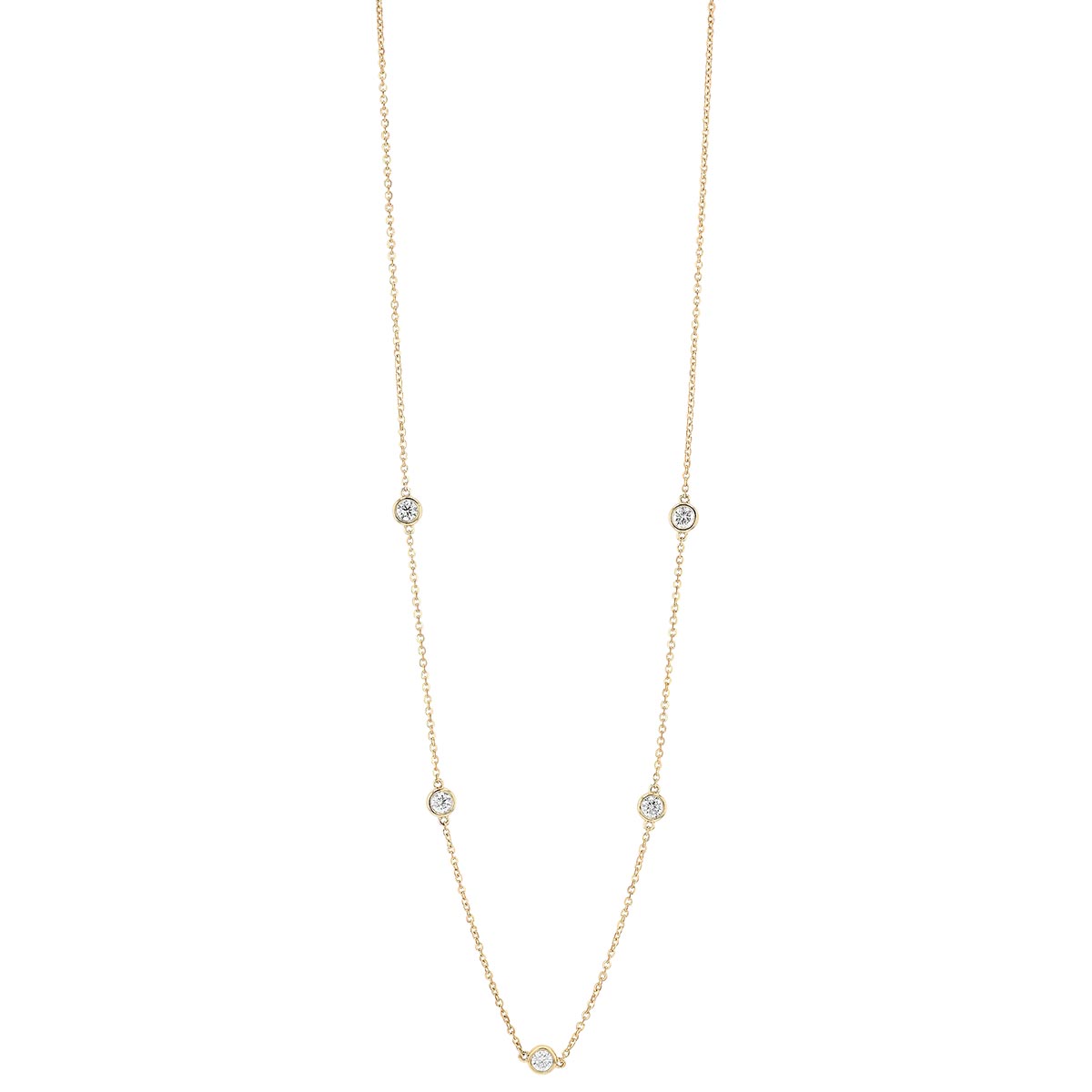 Borsheims Signature Collection Diamond 5 Station Necklace in 14K Gold, 0.75 cttw, 18