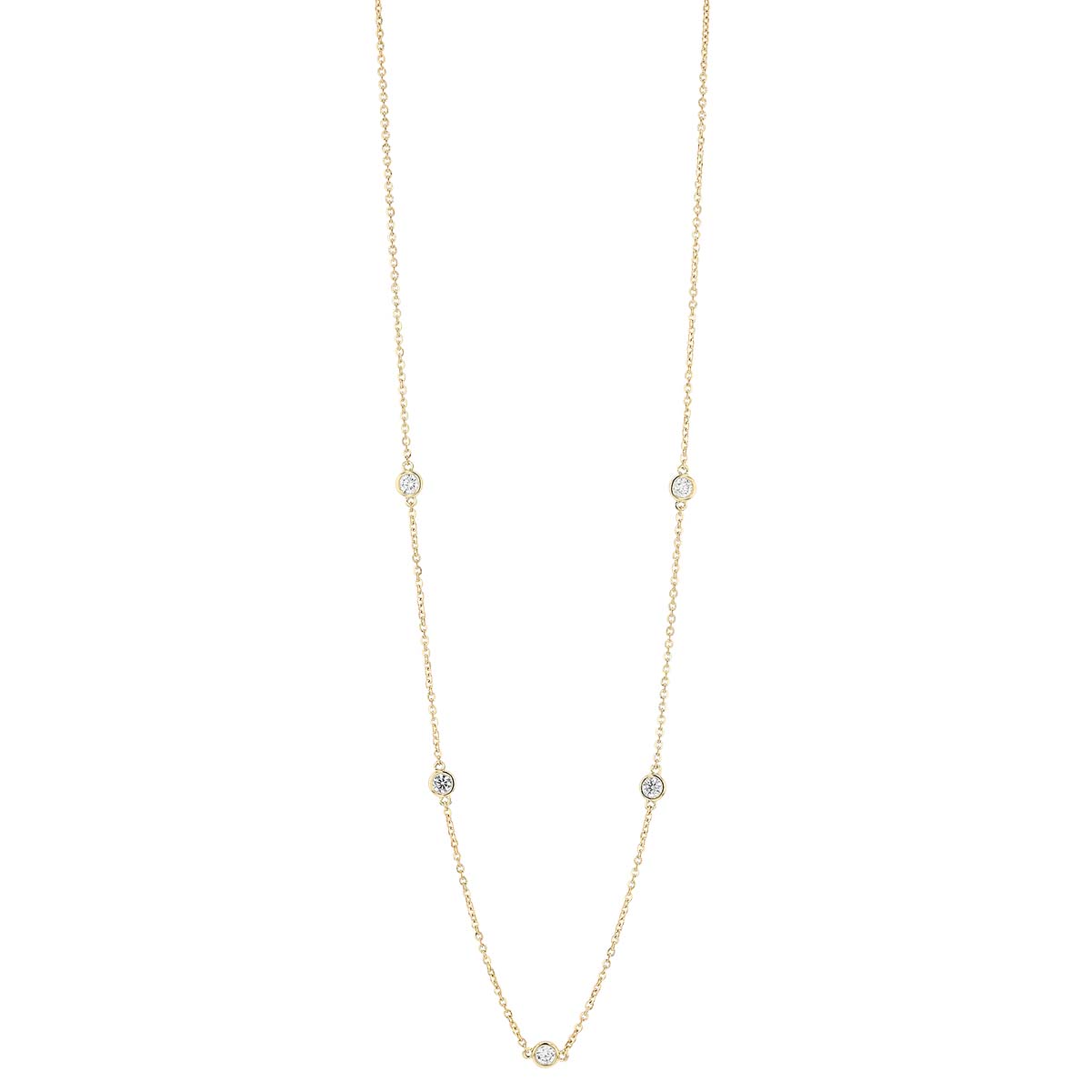 Borsheims Signature Collection Diamond 5 Station Necklace in 14K Gold, 0.50 cttw, 18