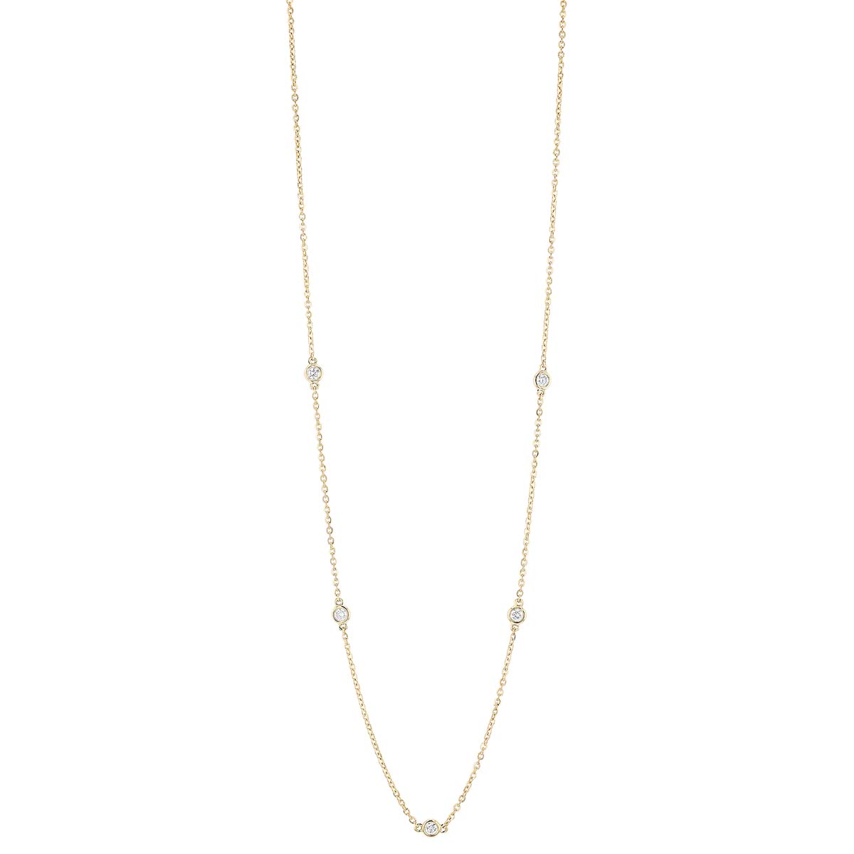 Borsheims Signature Collection Diamond 5 Station Necklace in 14K Gold, 0.25 cttw