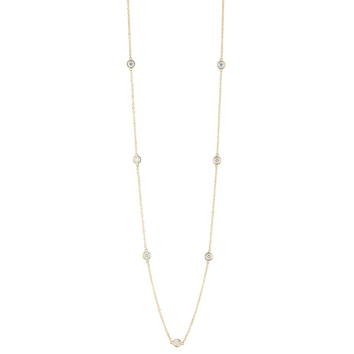 Borsheims Signature Collection Diamond 7 Station Necklace in 14K Gold, 0.75 cttw