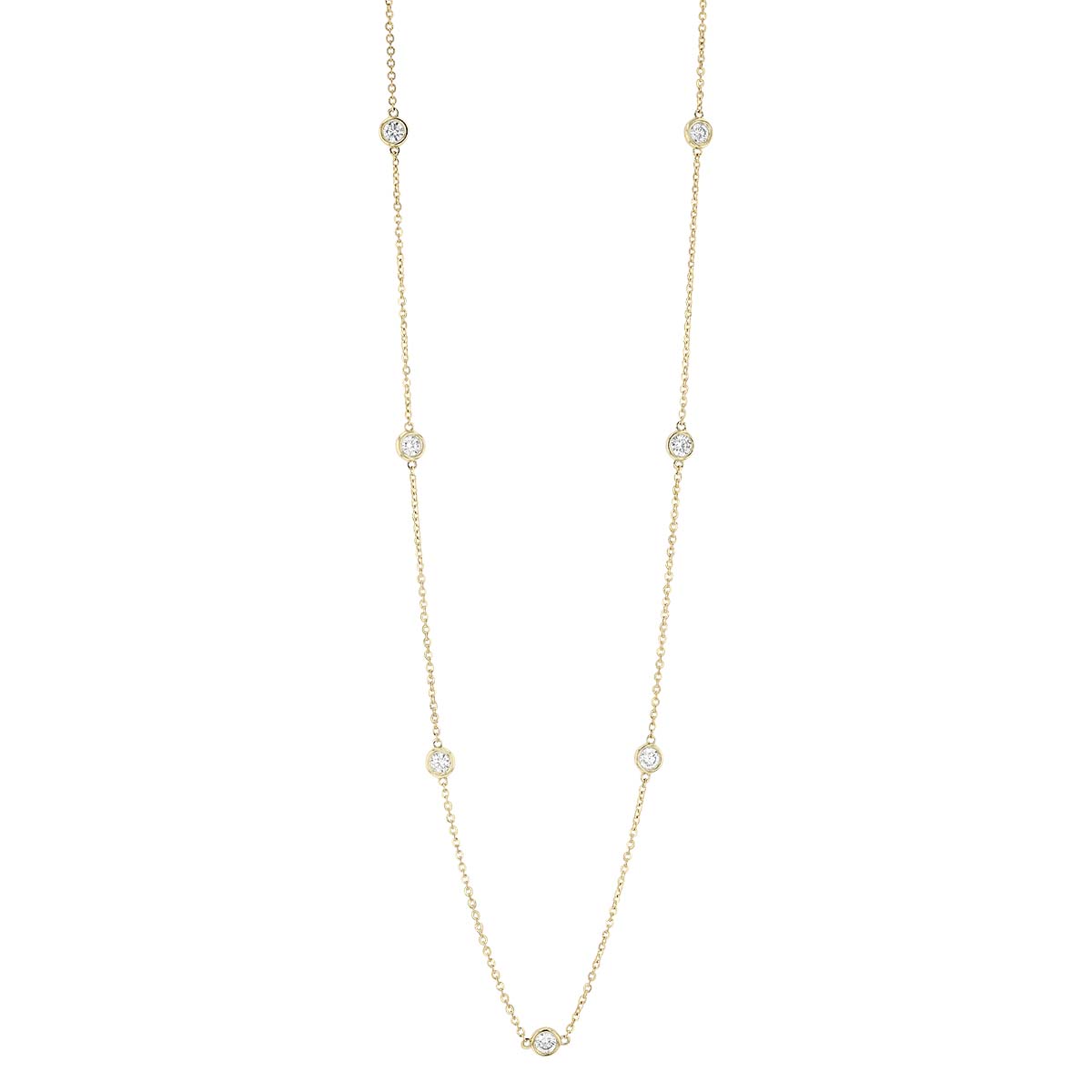 Borsheims Signature Collection Diamond 7 Station Necklace in 14K Gold, 1.00 cttw