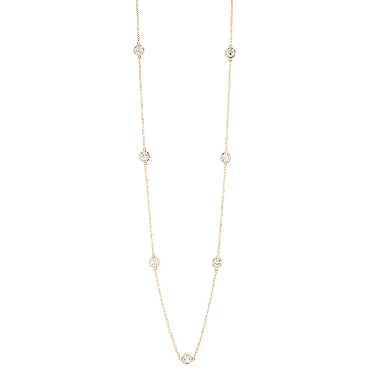 Borsheims Signature Collection Diamond 7 Station Necklace in 14K Gold, 1.48 cttw