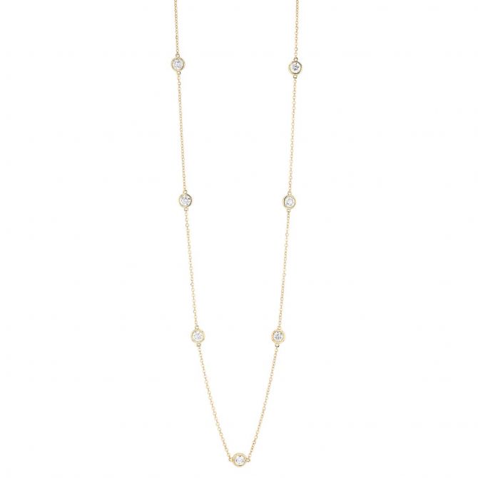 Borsheims Signature Collection Diamond 7 Station Necklace in 14K Gold, 1.48 cttw