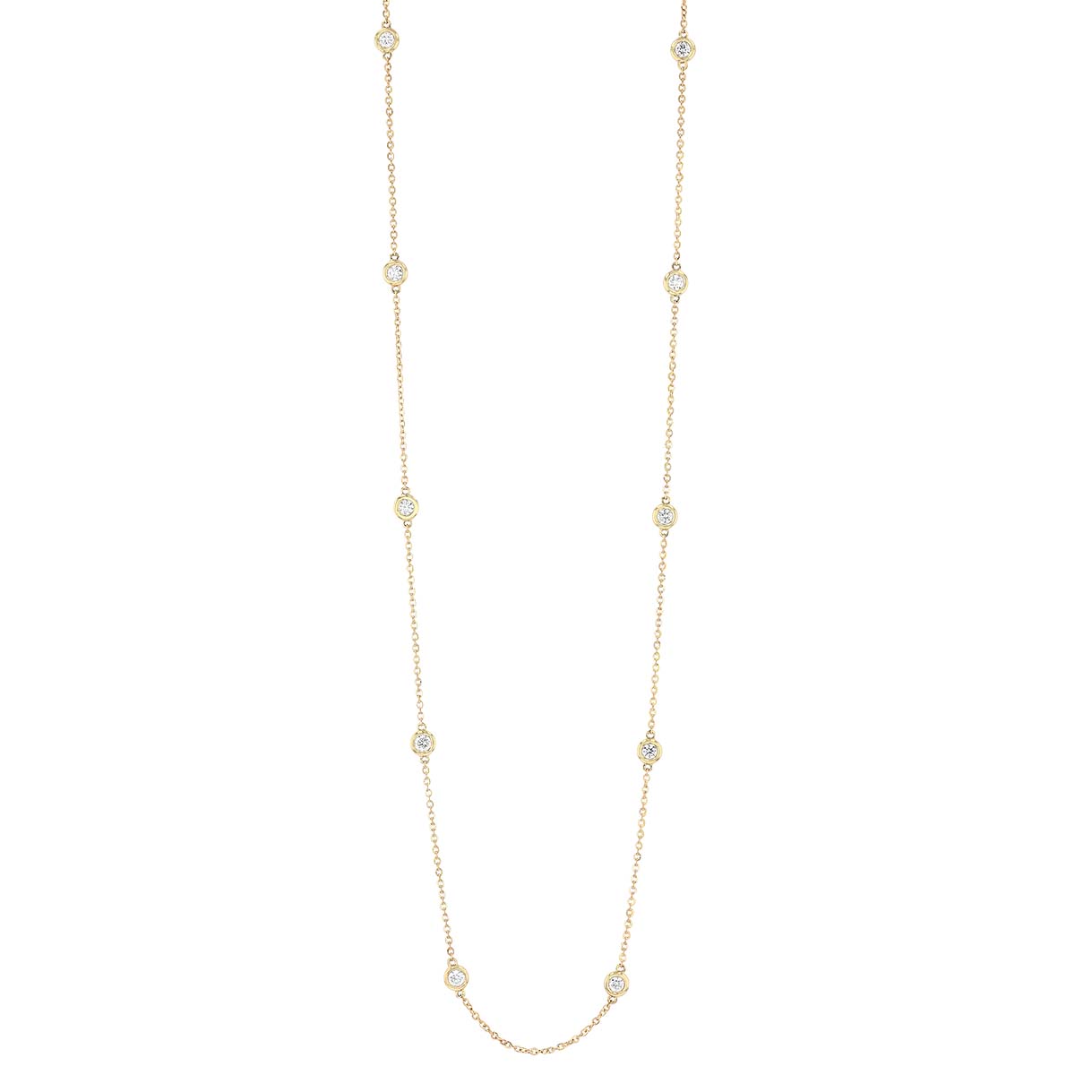 Borsheims Signature Collection Diamond 10 Station Necklace in 14K Gold, 0.75 cttw