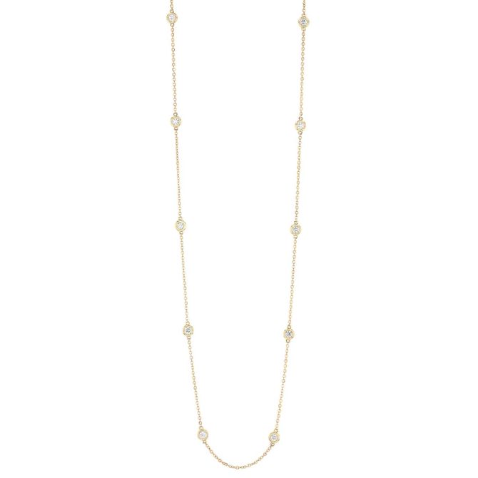 Borsheims Signature Collection Diamond 10 Station Necklace in 14K Gold, 0.75 cttw