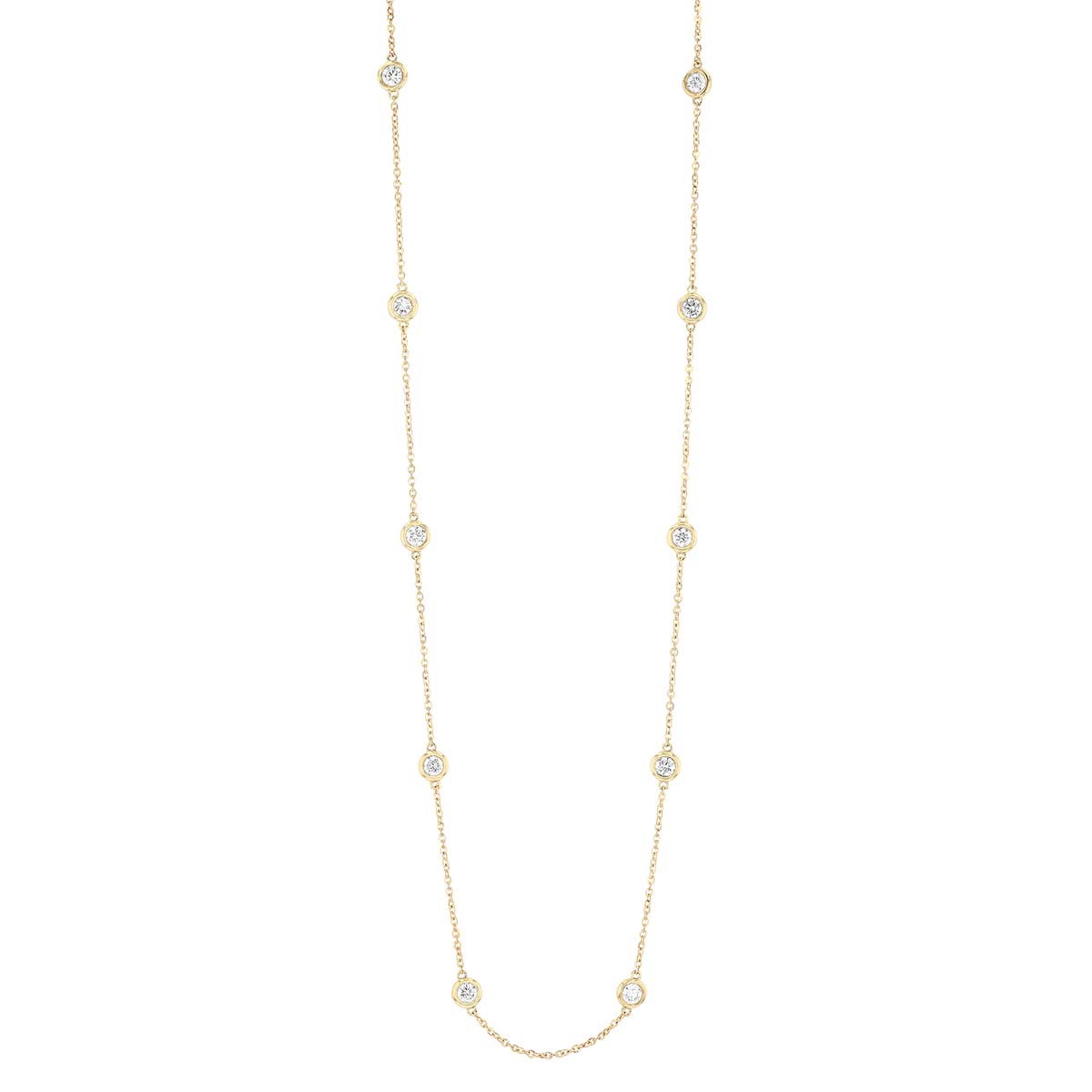 Borsheims Signature Collection Diamond 10 Station Necklace in 14K Gold, 1.26 cttw