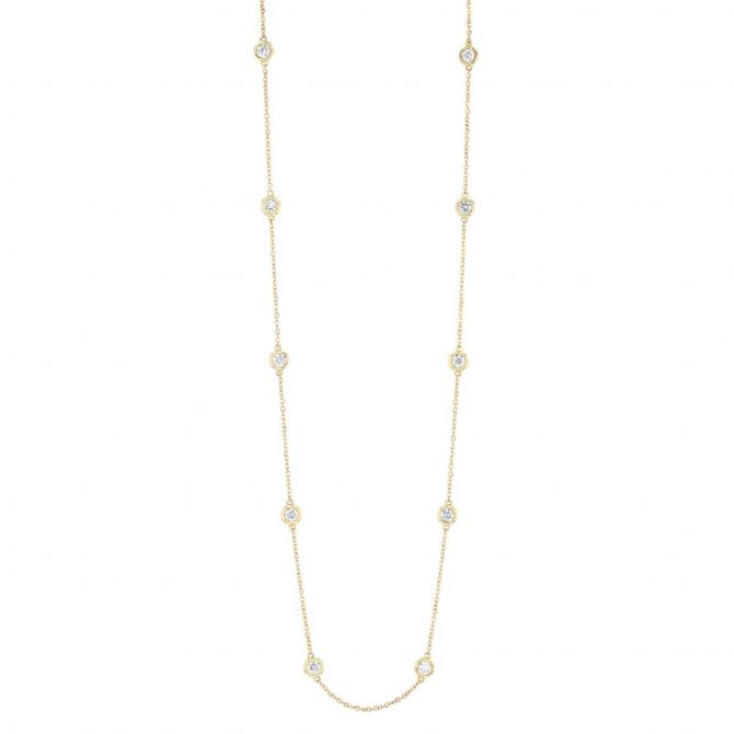 Borsheims Signature Collection Diamond 10 Station Necklace in 14K Gold, 1.26 cttw