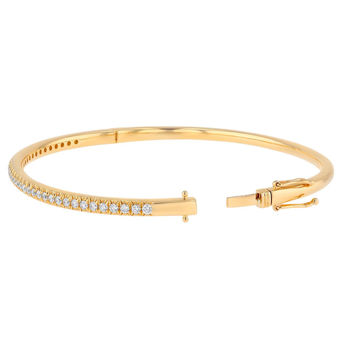 Diamond Single Row Bangle Bracelet in Yellow Gold