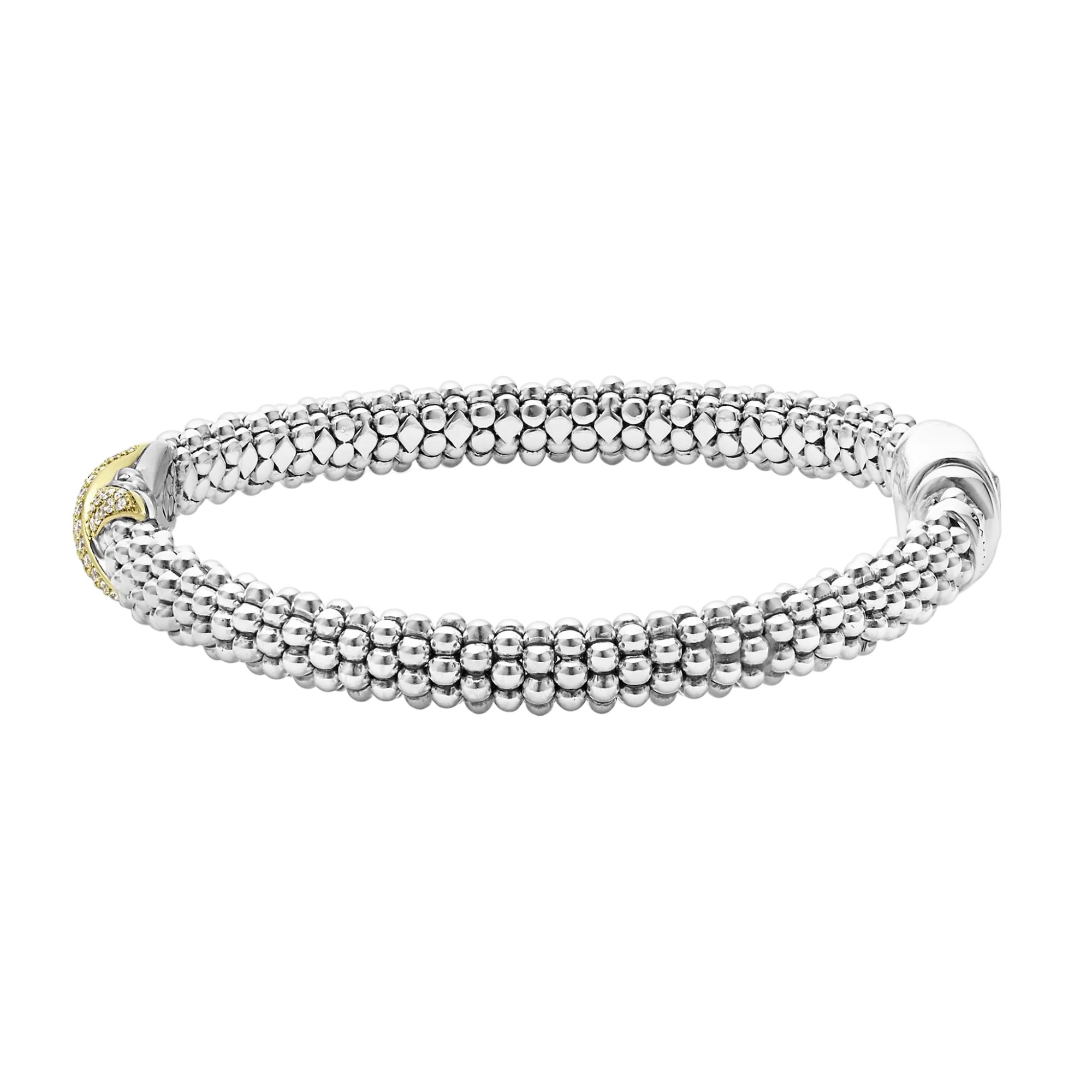 LAGOS Embrace Two-Tone Diamond X Caviar Bracelet, 6mm