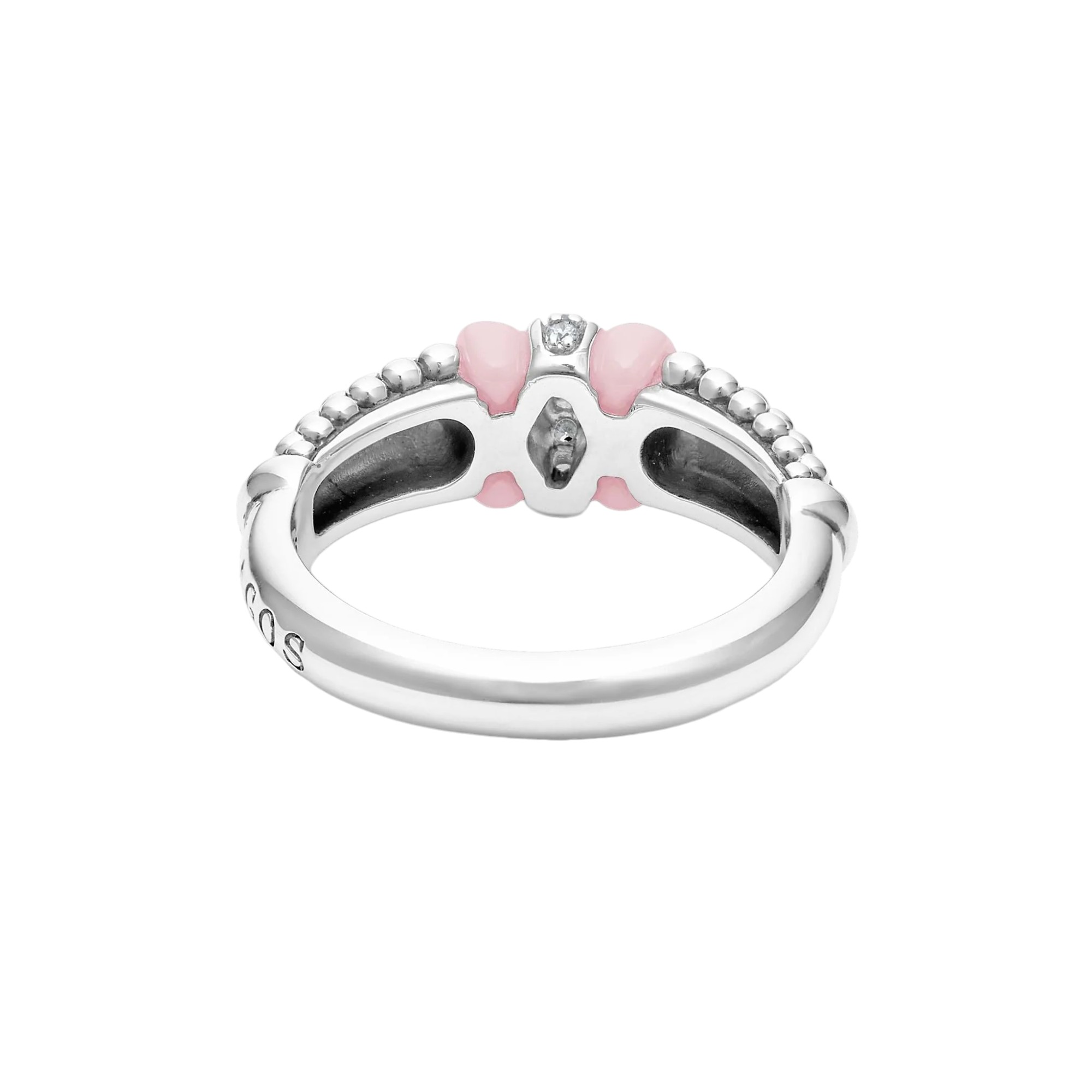 LAGOS Pink Caviar Ceramic and Caviar Diamond Ring, Size 8
