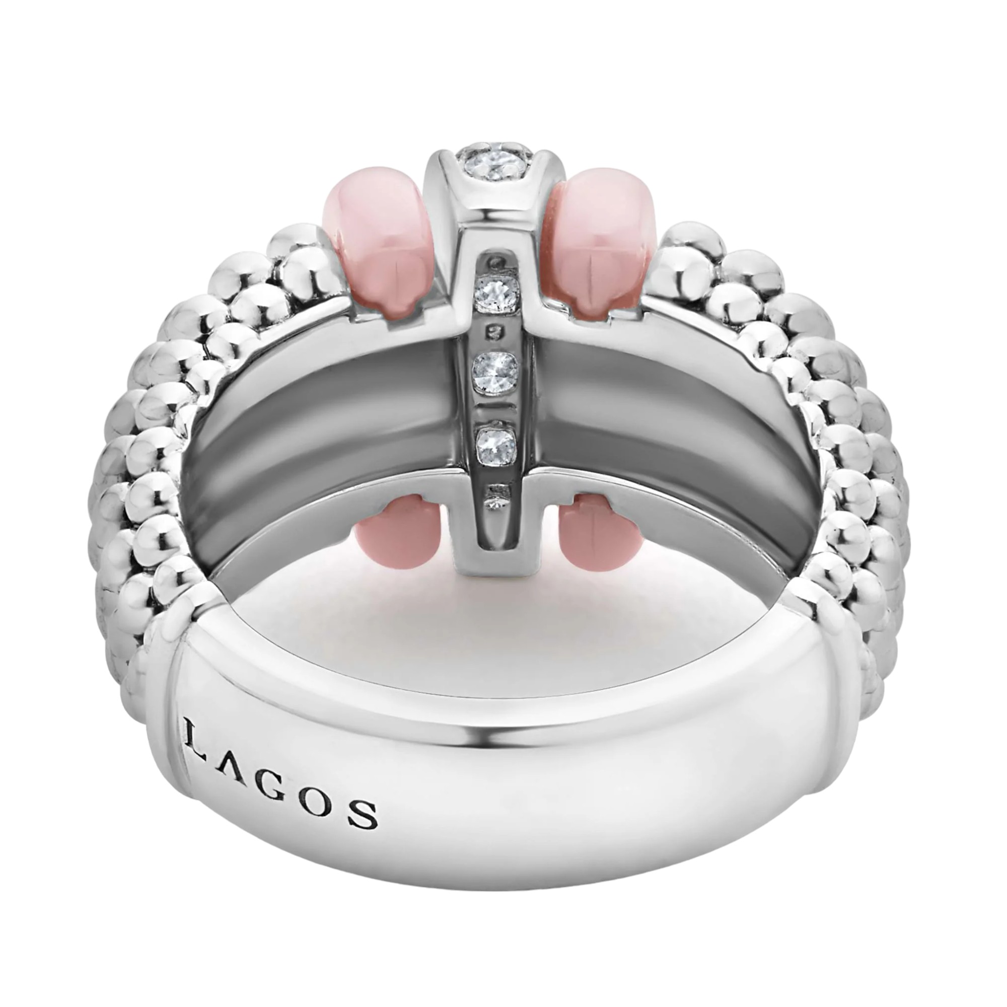 LAGOS Pink Caviar Pink Ceramic Caviar Diamond Ring, Size 6
