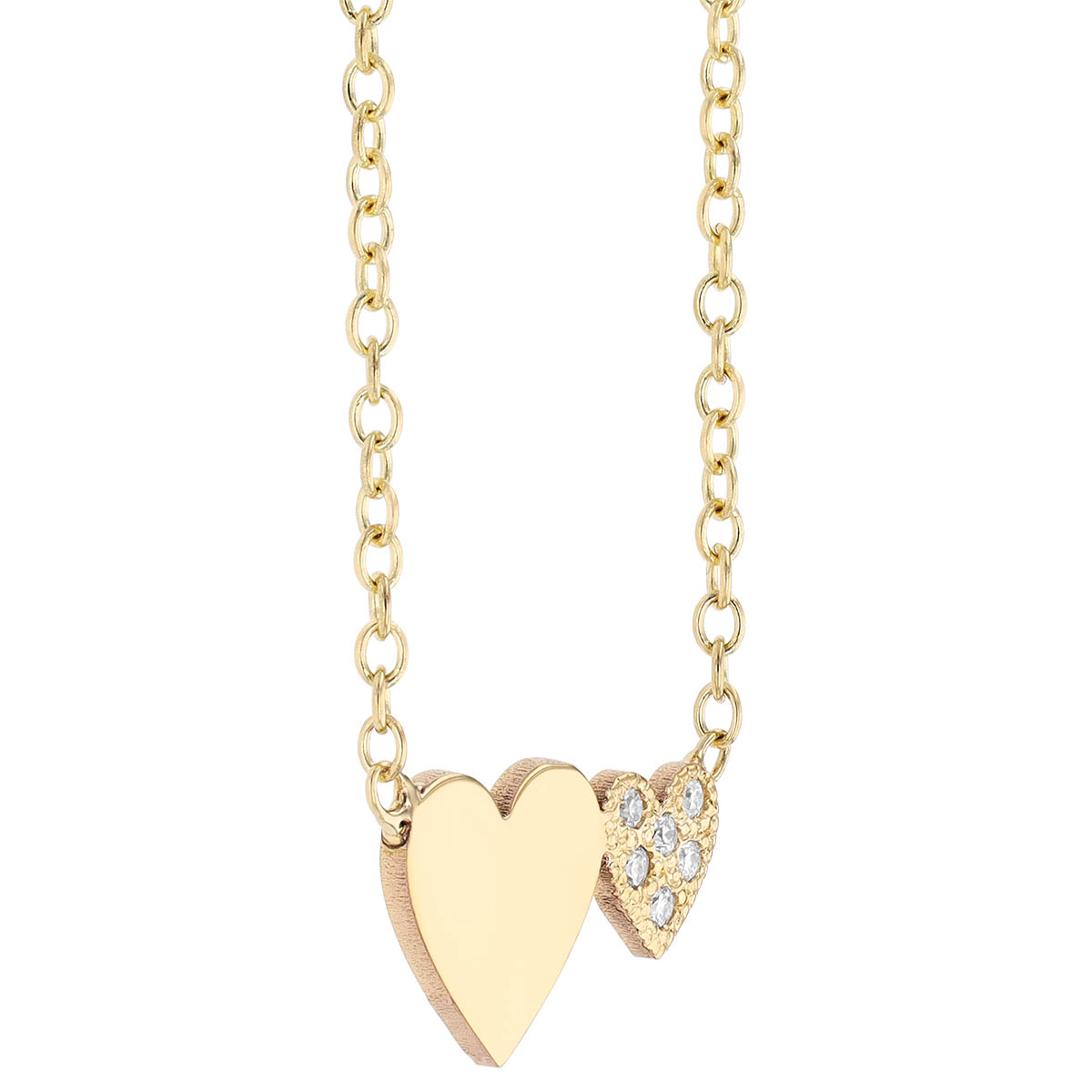 Zoe Chicco Diamond Pave & Yellow Gold Heart Duo Necklace, 16