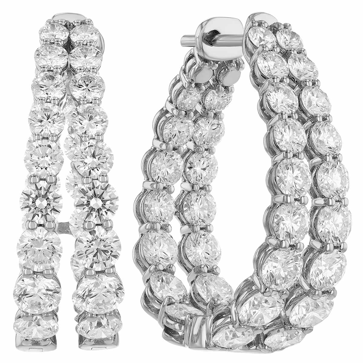 Kwiat Graduated Diamond In & Out Double Hoop Earrings in White Gold