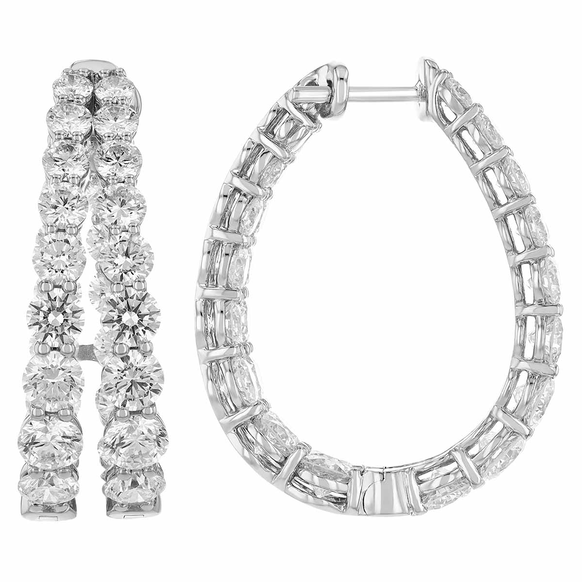 Kwiat Graduated Diamond In & Out Double Hoop Earrings in White Gold