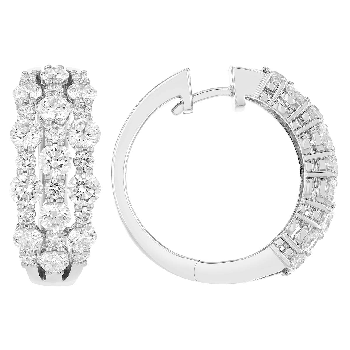 Kwiat Diamond Triple Row Hoop Earrings in White Gold