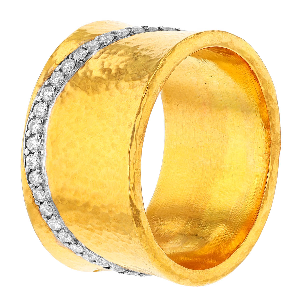 Gurhan Diamond Row Cigar Band Ring in Yellow Gold