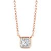 14KRG CCPR Diamond Solitaire Bezel Necklace