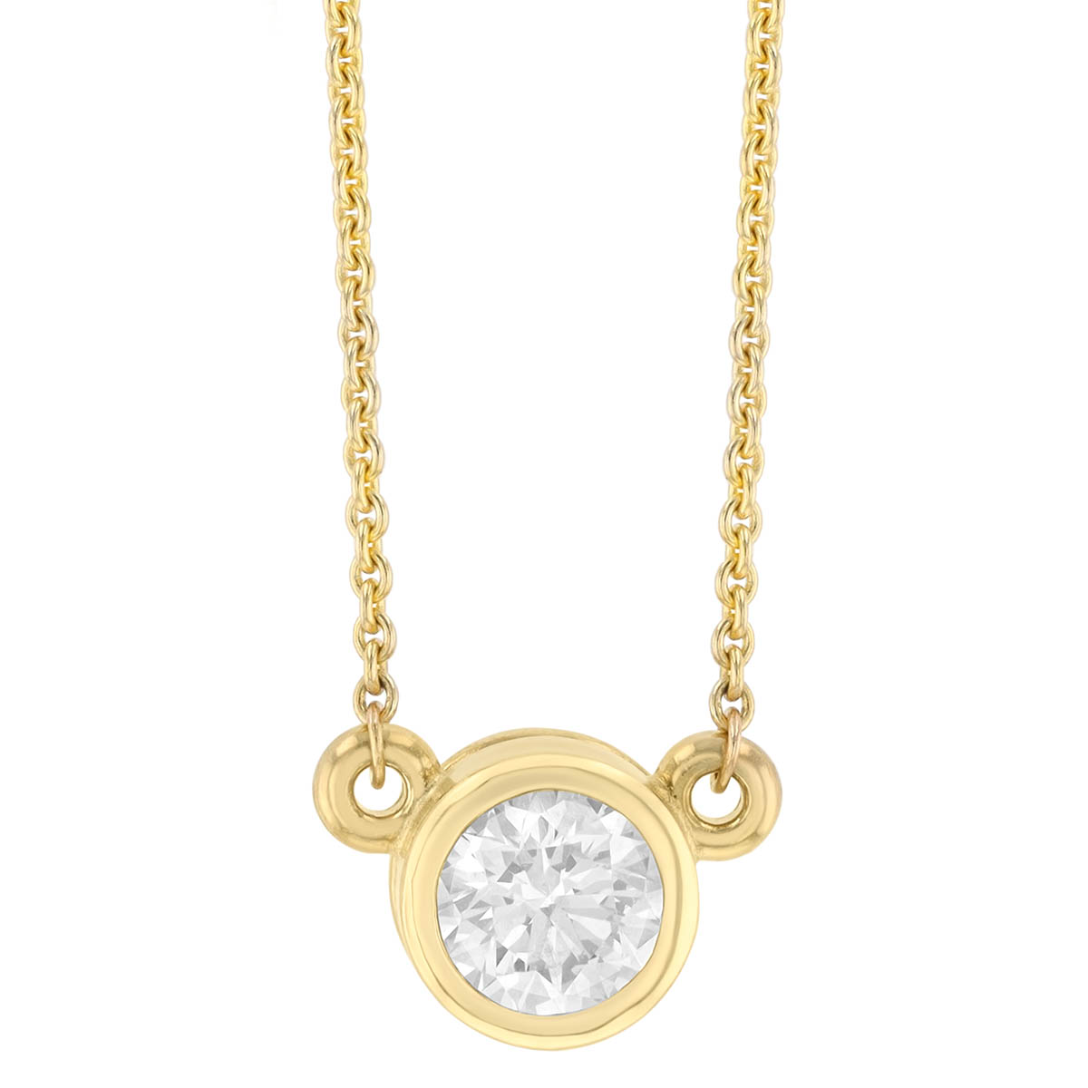 Round Diamond Soliatire Bezel Set Pendant in Yellow Gold, 18