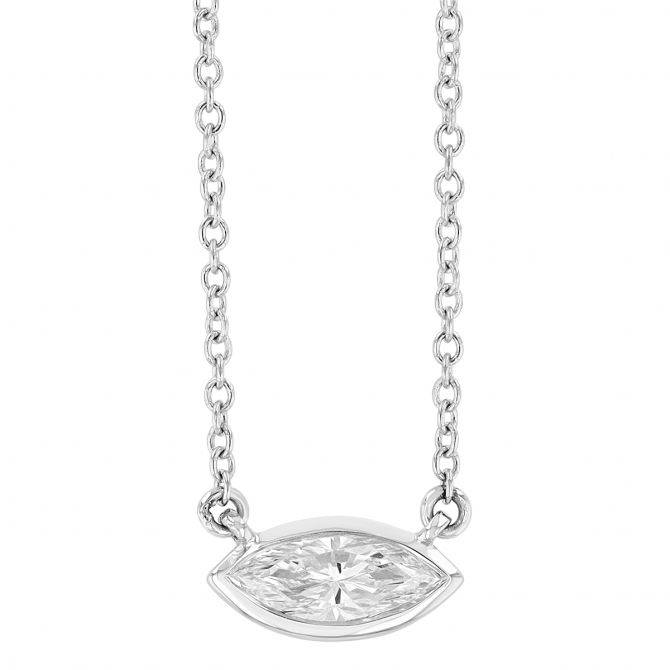 14KWG-RH Diamond Solitaire Necklace