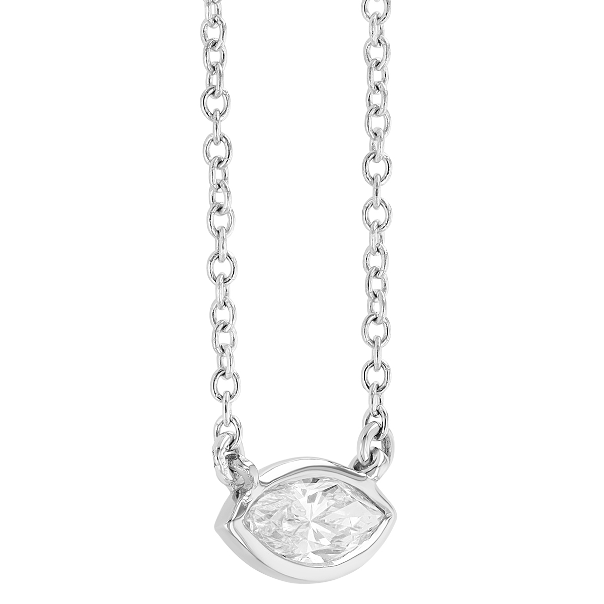 14KWG-RH Diamond Solitaire Necklace
