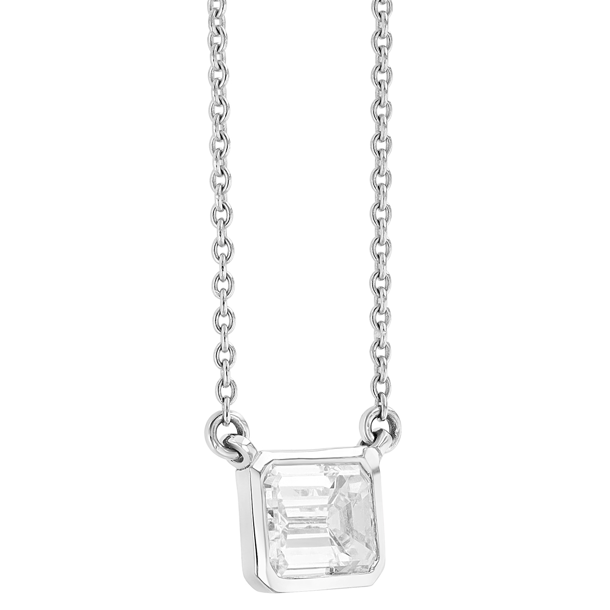 14KWG-RH Diamond Solitaire Necklace