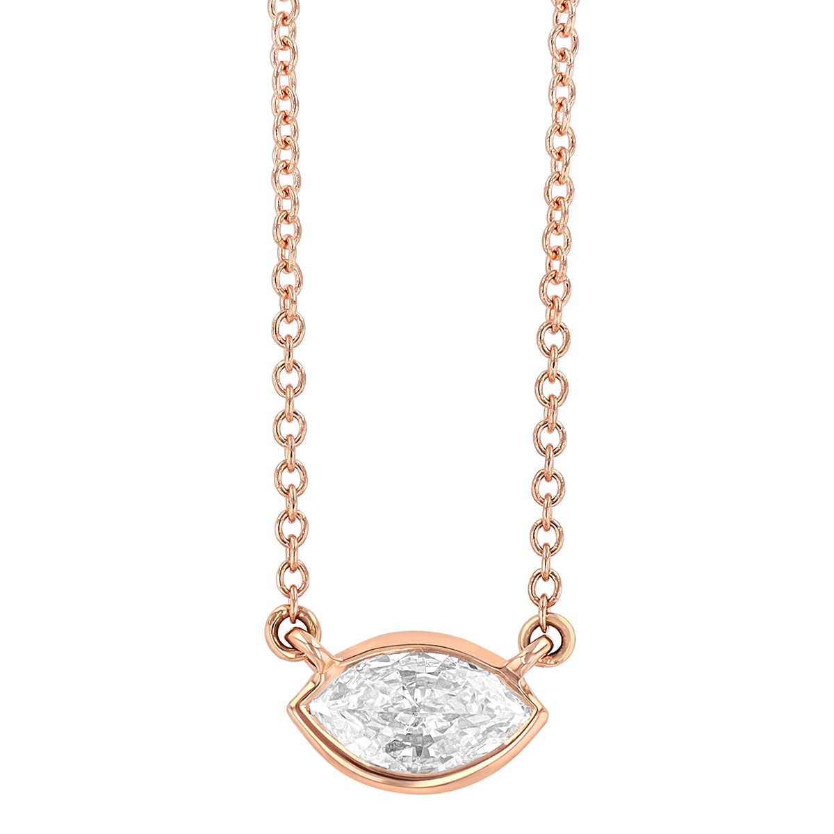 14KRG Diamond Solitaire Necklace