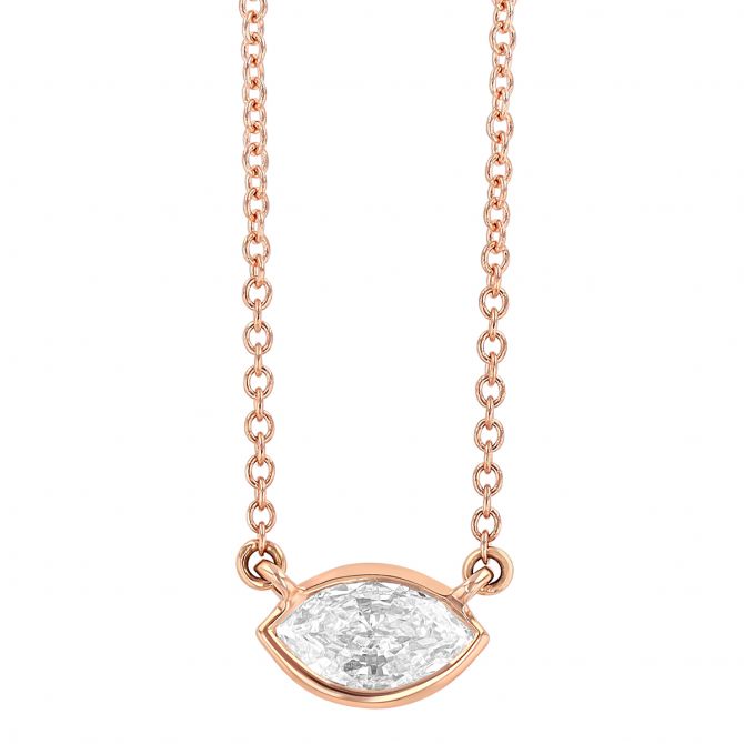 14KRG Diamond Solitaire Necklace