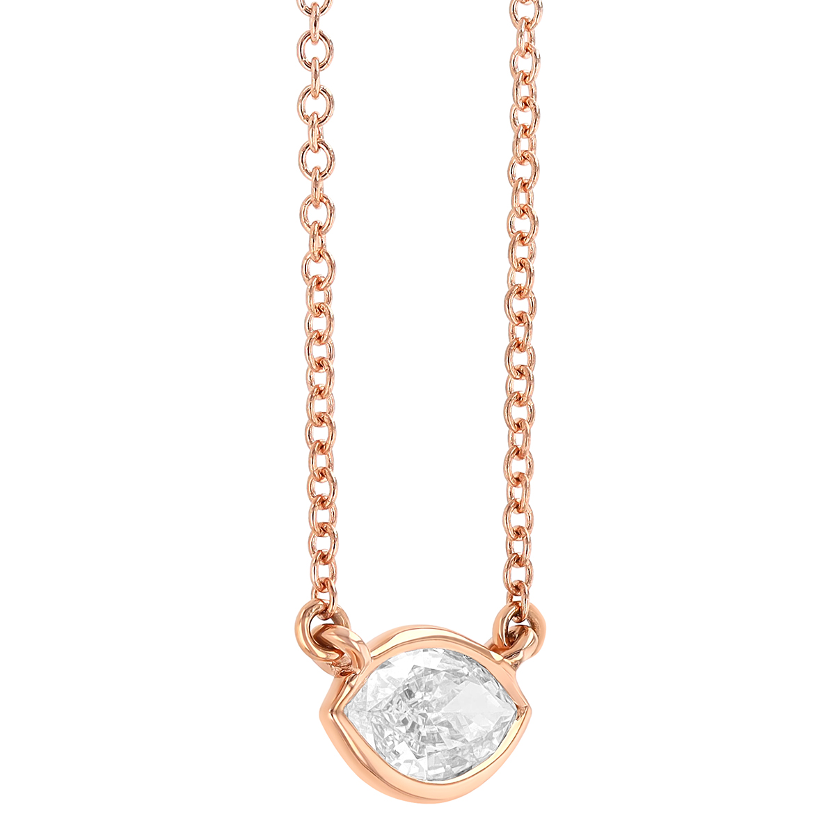 14KRG Diamond Solitaire Necklace