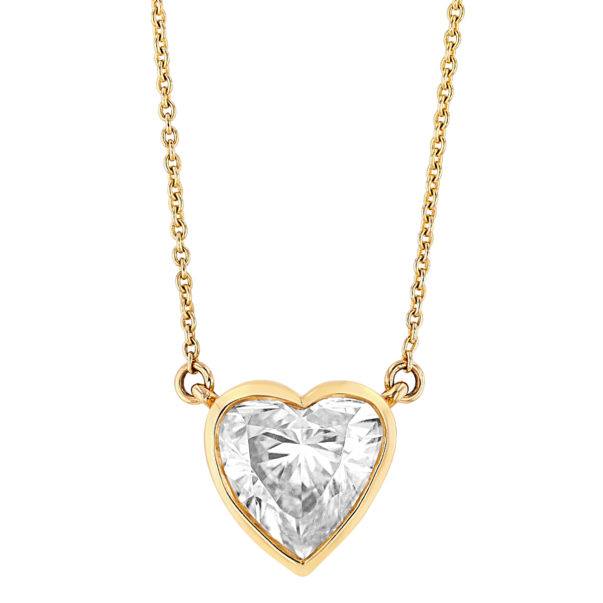 Heart Shaped Lab-Grown Diamond Bezel Set Solitaire Pendant in Yellow ...