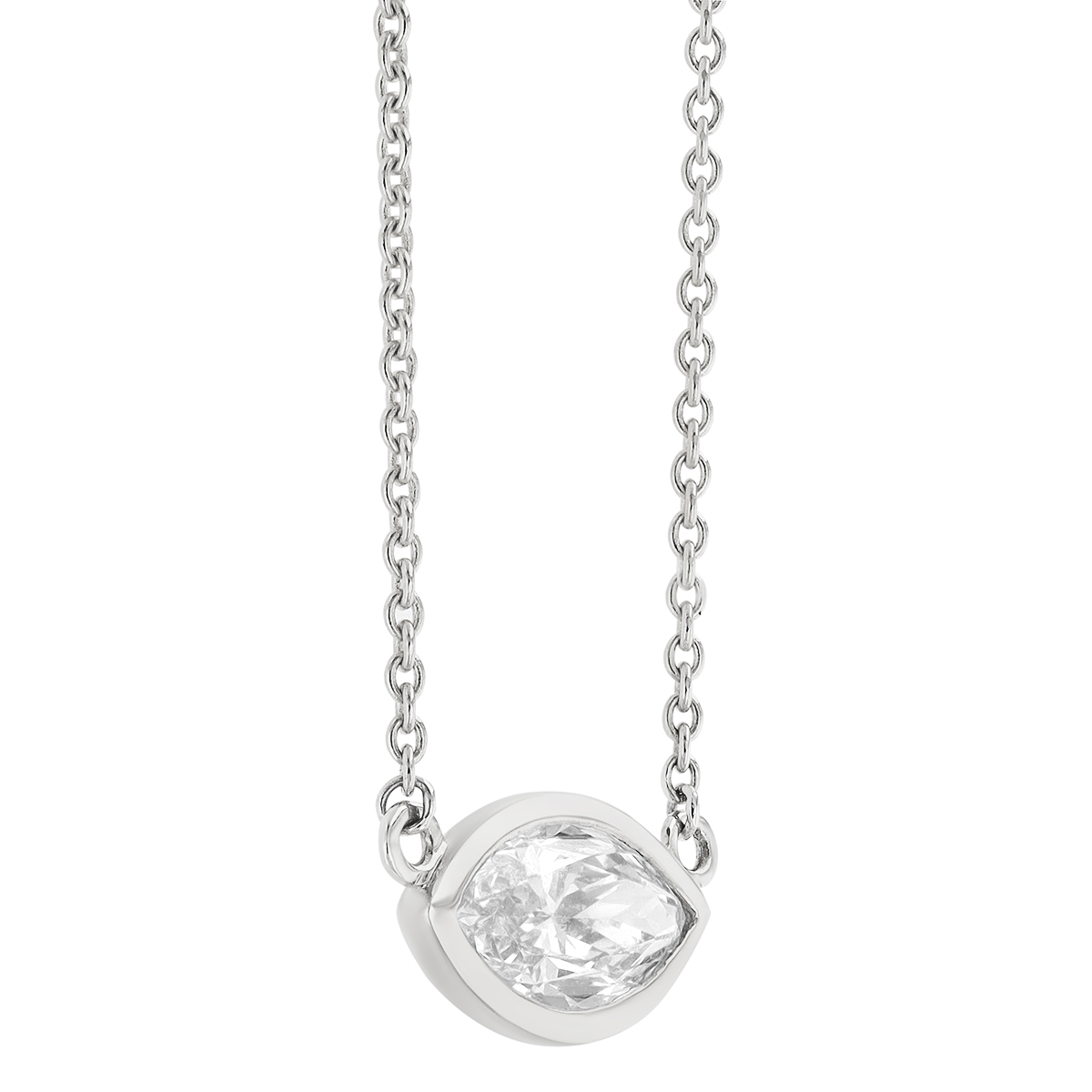 Bezel Set Marquise Diamond Solitaire Pendant in White Gold, 18