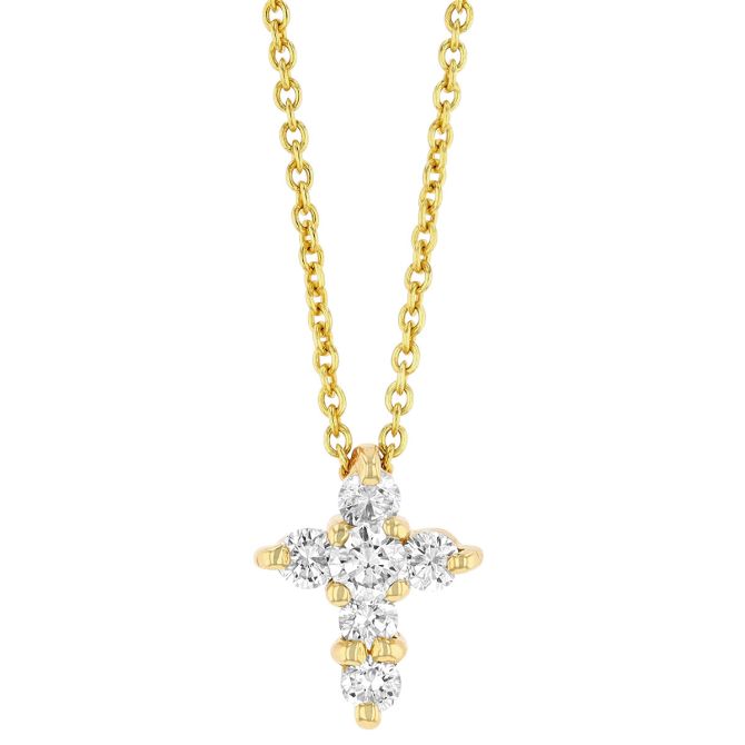 ELENA | Round-Brilliant Diamond Cross Pendant in Rose Gold (0.20ct - 0.60ct)