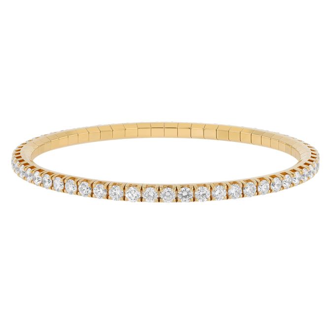 Demeglio Round Diamond Stretch Tennis Bracelet in Yellow Gold, 5.50 cttw
