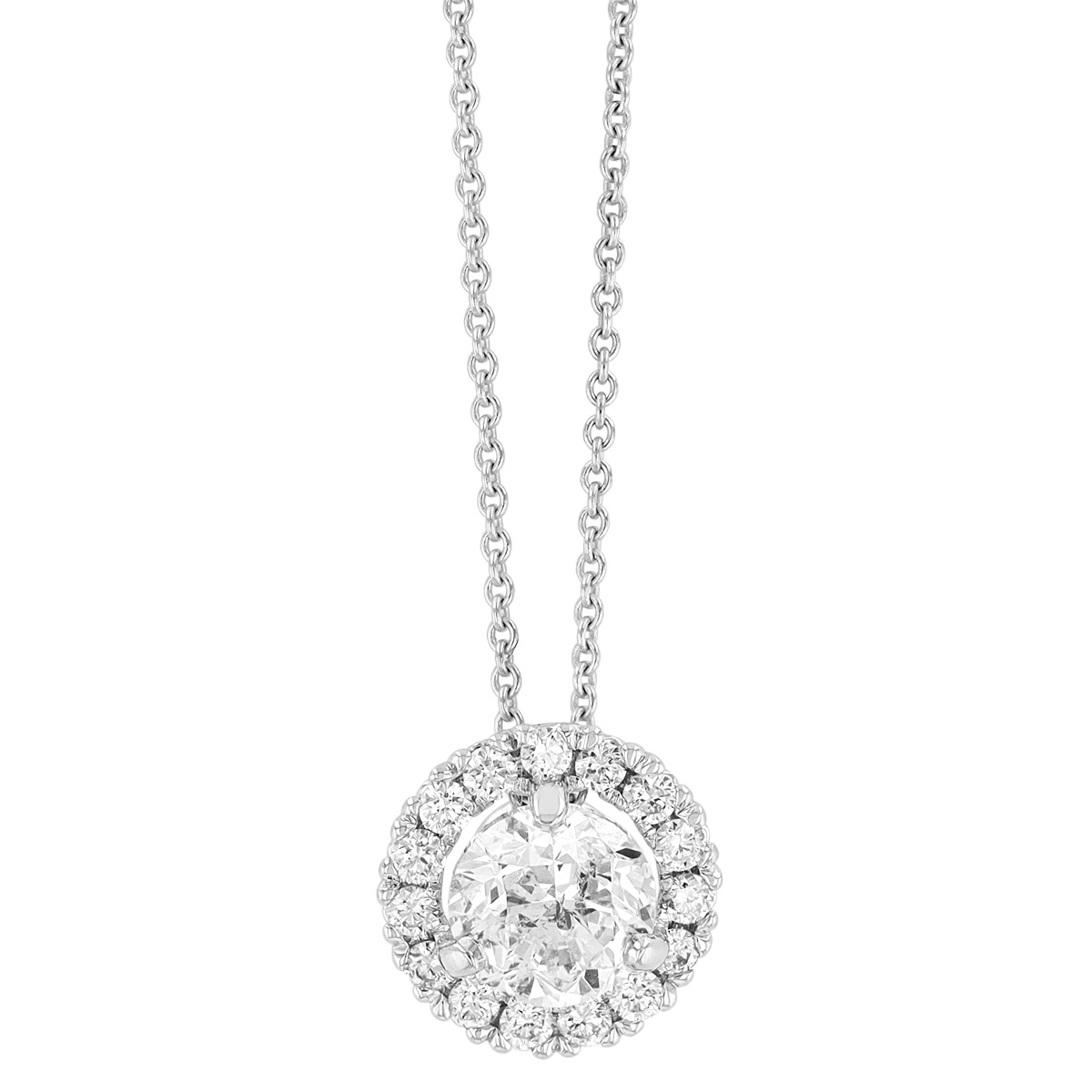 14KWG-RH Diamond Halo Pendant
