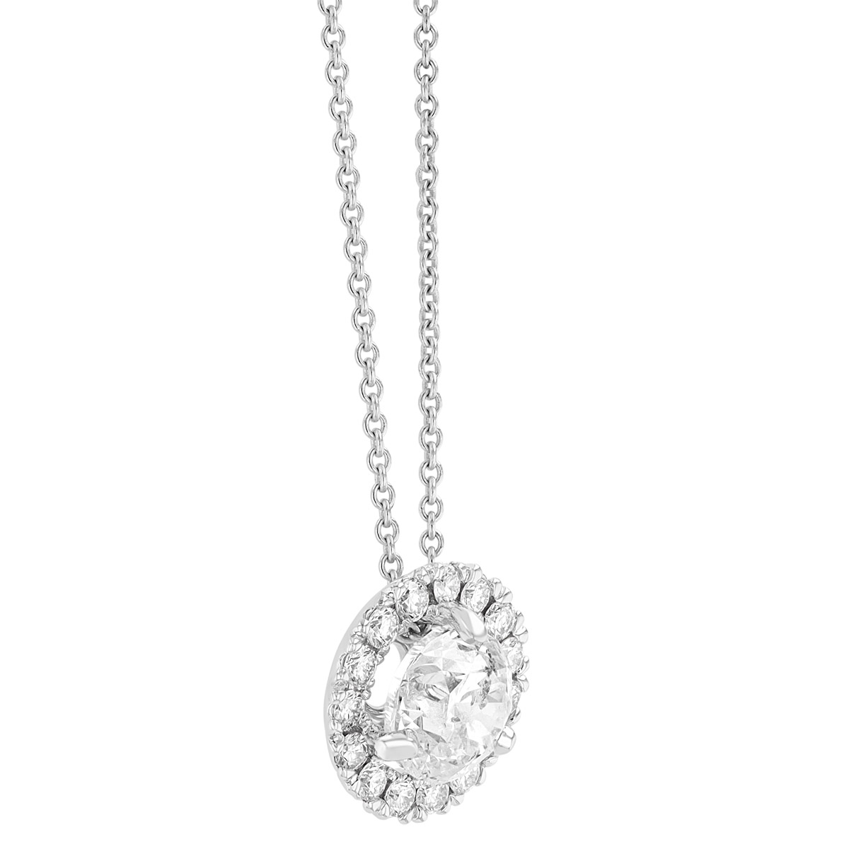 14KWG-RH Diamond Halo Pendant